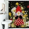thumbnail image 1 of Shower Curtain Red Gnome Hippie Flowers Ladybugs Polyester Waterproof Home Ration Curtain With Hook, 1 of 4