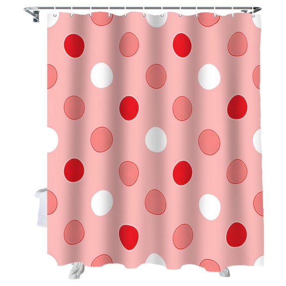 Shower Curtain Red Polka Dots Shower Curtains for Bathroom Bathtub, Waterproof Fabric Shower Curtain Set with Hooks, Small Stall Size 36" x 72" Funny Circles Spots