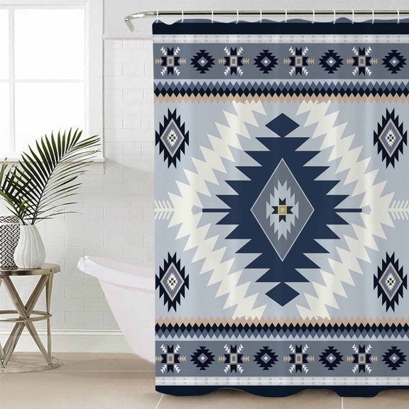 Shower Curtain, Retro Bohemian Geometric Pattern Waterproof Shower Curtain Set with Hooks for Bathroom Showers,Stalls and Bathtubs,60x72In Southwest Ethnic Wind