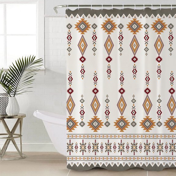 Shower Curtain, Retro Bohemian Tribal Texture Waterproof Shower Curtain Set with Hooks for Bathroom Showers,Stalls and Bathtubs,60x72In Abstract Southwest Ethnic Art
