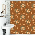 thumbnail image 1 of Shower Curtain Retro Floral Brown Pattern Bathroom Waterproof Polyester Home Ration Curtain With Hook, 1 of 4