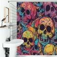 thumbnail image 1 of Shower Curtain Retro Floral Skull Watercolor Bathroom Waterproof Polyester Home Ration Curtain With Hook, 1 of 4