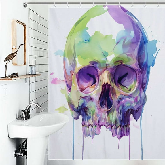 Shower Curtain Retro Floral Skull Watercolor Bathroom Waterproof Polyester Home Ration Curtain With Hook