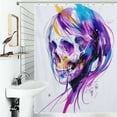 thumbnail image 1 of Shower Curtain Retro Floral Skull Watercolor Polyester Waterproof Home Ration Curtain With Hook, 1 of 4