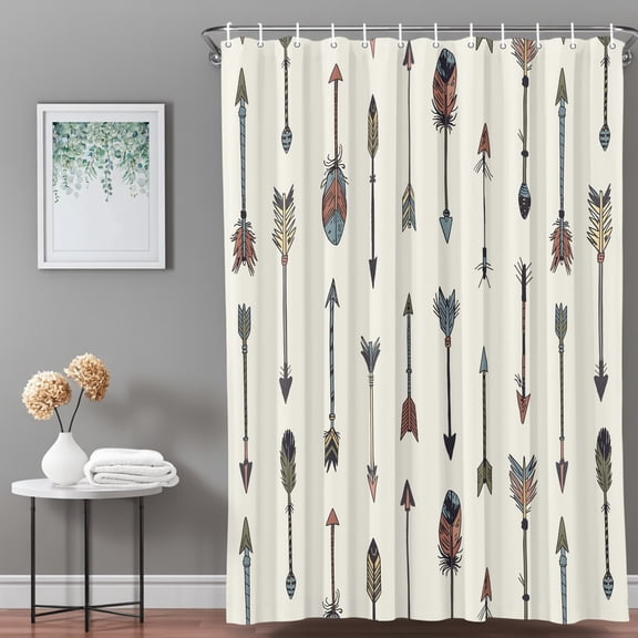 Shower Curtain,Retro Indian Fingernails Arrows Waterproof Shower Curtain Set with Hooks for Bathroom Showers,Stalls and Bathtubs,36x72in,Vintage Ethnicity Art