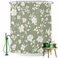 thumbnail image 1 of Shower Curtain, Retro Rural White Flowers Waterproof Shower Curtain Set with Hooks for Bathroom Showers,Stalls and Bathtubs,36x72In Floral on Sage Green Background, 1 of 9