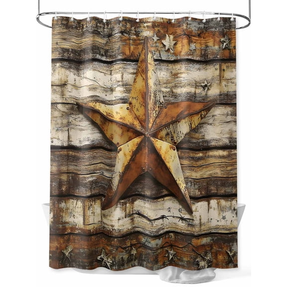 Shower Curtain, Retro Star Shabby Texas Stars Mottled Old Wood Grain Country Washable Shower Curtain with Hooks Bath Decor Fabric Shower Curtains for Bathroom, Hotel, Stalls, Bathtubs, 36x72 Inch