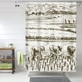 thumbnail image 1 of Shower Curtain, Rice Harvest Waterproof Fabric Plastic Shower Curtain, Drying Fast Bathroom Curtain with 9 Buttonholes, Ruffle Shower Curtain 60x72in, 1 of 8