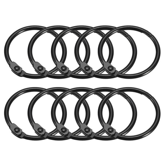 Shower Curtain Rings, 12 pack Carbon Steel Round Snap Shower Curtain Hooks, 1 Inch Binder Rings (Black)