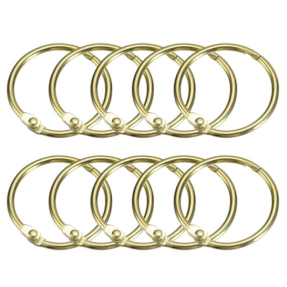 Shower Curtain Rings, 12 pack Carbon Steel Round Snap Shower Curtain Hooks, 1 Inch Binder Rings (Gold)