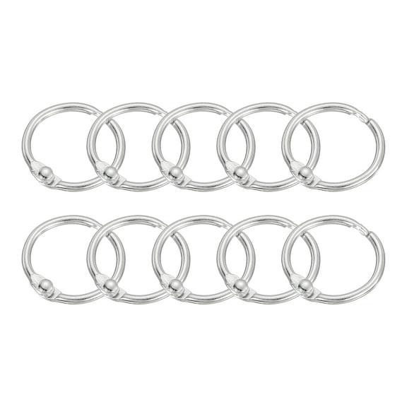 Shower Curtain Rings, 12pcs - Carbon Steel Round Snap Shower Curtain Hooks, 0.75 Inch Loose Leaf Binder Rings (Silver)