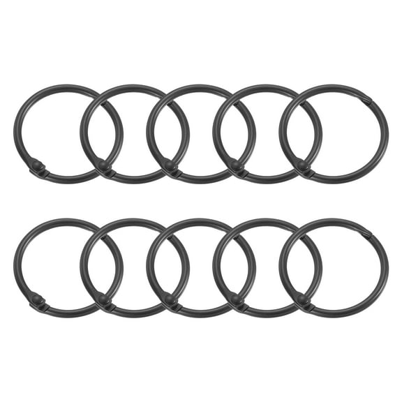 Shower Curtain Rings,15pcs - Carbon Steel Round Snap Shower Curtain Hooks, 1.22 Inch Loose Leaf Binder Rings (Black)