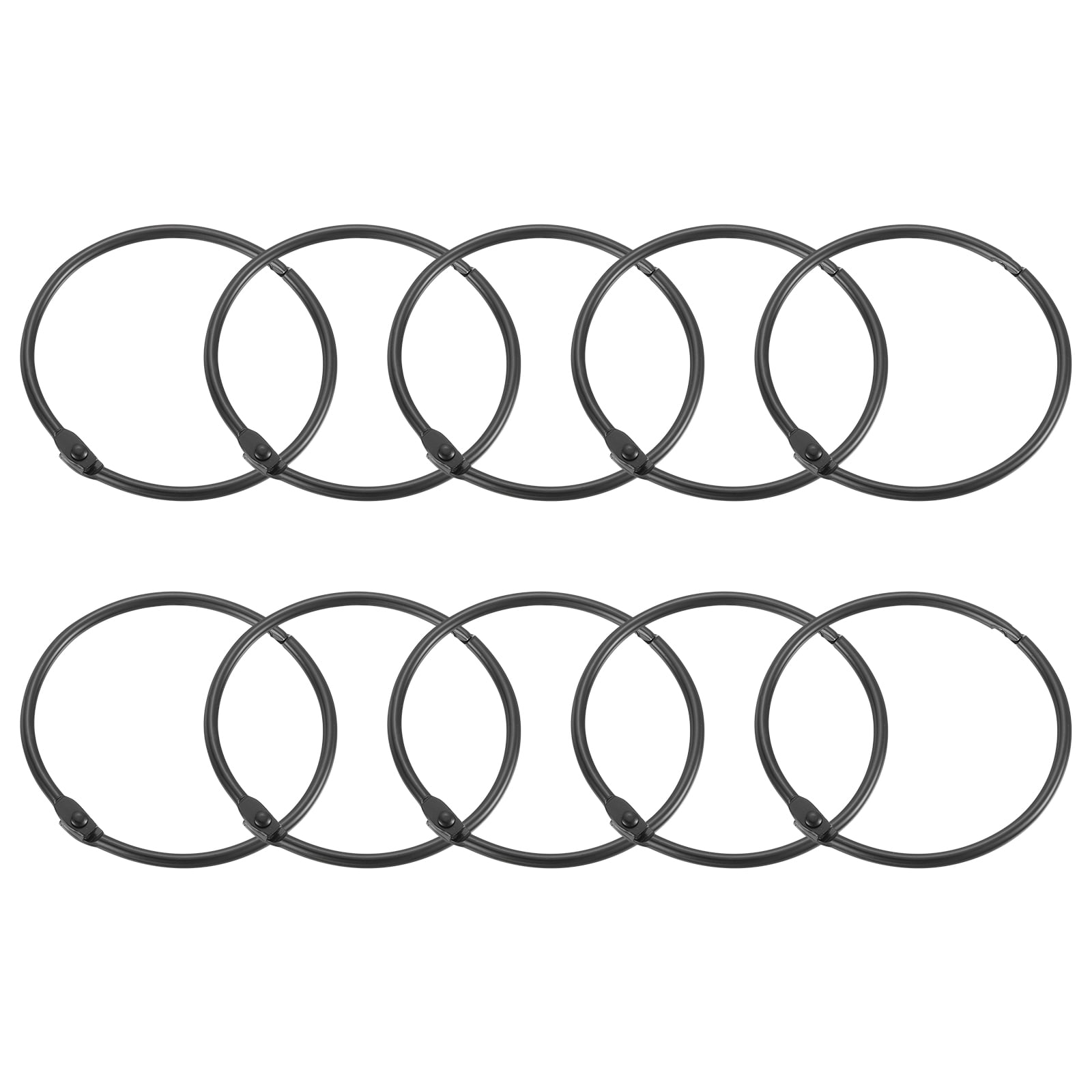 Shower Curtain Rings,15pcs - Carbon Steel Round Snap Shower Curtain Hooks, 3 Inch Loose Leaf Binder Rings (Black)