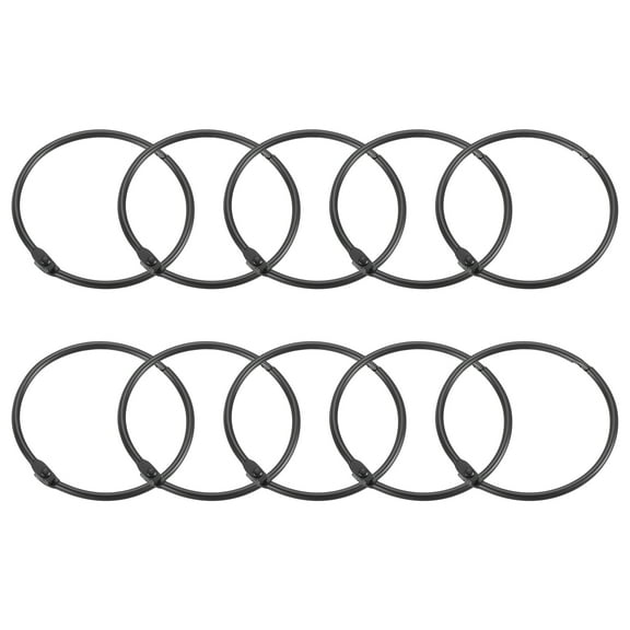 Shower Curtain Rings,15pcs - Carbon Steel Round Snap Shower Curtain Hooks, 3 Inch Loose Leaf Binder Rings (Black)