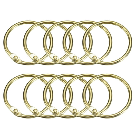 Shower Curtain Rings, 20 pack Carbon Steel Round Snap Shower Curtain Hooks, 1.22 Inch Binder Rings (Gold)