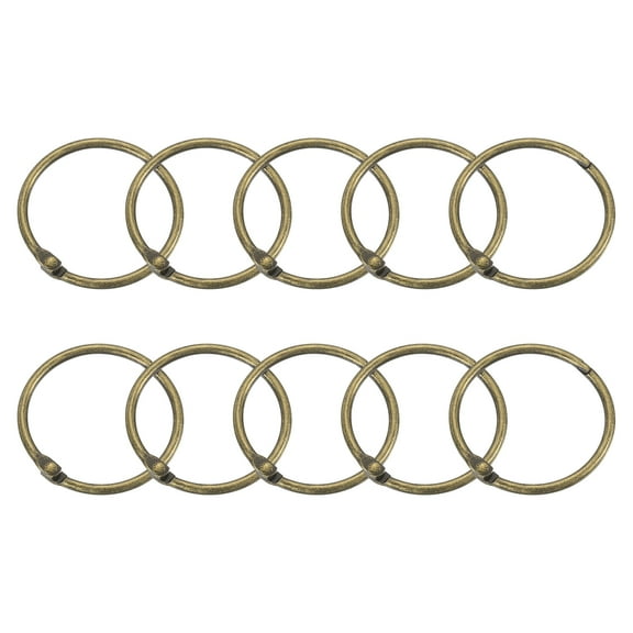 Shower Curtain Rings,20pcs - Carbon Steel Round Snap Shower Curtain Hooks, 1.5 Inch Loose Leaf Binder Rings (Bronze)