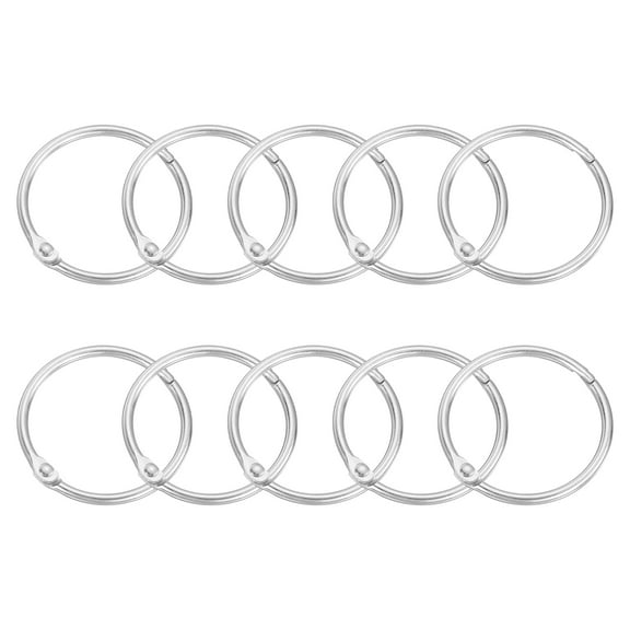 Shower Curtain Rings,20pcs - Carbon Steel Round Snap Shower Curtain Hooks, 1.5 Inch Loose Leaf Binder Rings (Silver)