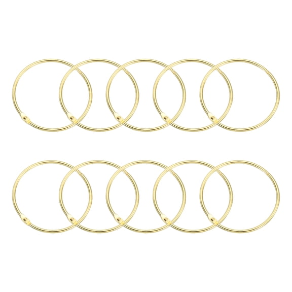 Shower Curtain Rings,20pcs - Carbon Steel Round Snap Shower Curtain Hooks, 2.4 Inch Loose Leaf Binder Rings (Gold)