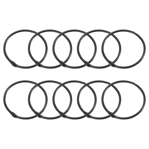Shower Curtain Rings,20pcs - Carbon Steel Round Snap Shower Curtain Hooks, 2 Inch Loose Leaf Binder Rings (Black)