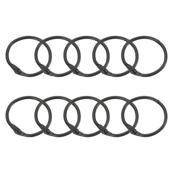 Shower Curtain Rings,24pcs - 1 Inch Loose Leaf Binder Rings for Shower Curtain Rods (Black)