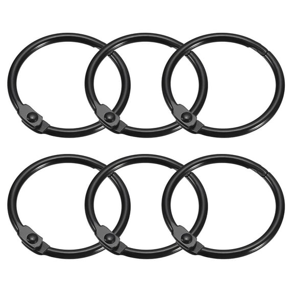 Uxcell Shower Curtain Rings, 6 pack Carbon Steel Round Snap Shower Curtain Hooks Black, 1.5 inch
