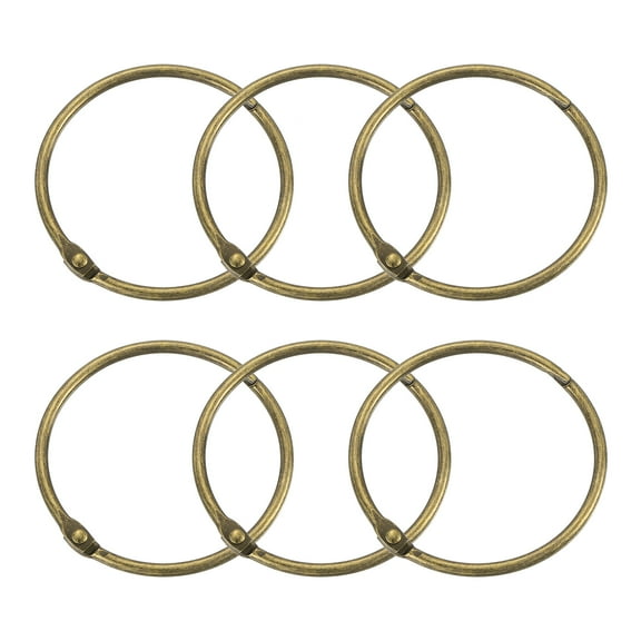 Shower Curtain Rings,6pcs - Carbon Steel Round Snap Shower Curtain Hooks, 2 Inch Loose Leaf Binder Rings (Bronze)