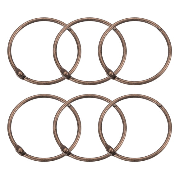 Shower Curtain Rings,6pcs - Carbon Steel Round Snap Shower Curtain Hooks, 2 Inch Loose Leaf Binder Rings (Copper)