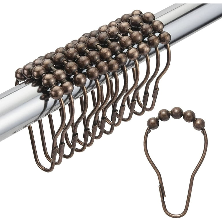 Shower Curtain Rings Bronze Shower Curtain Hooks for Curtain Rust Proof Metal Shower Rings Hooks for Bathroom Shower Curtains Rods Hangers Rolling