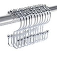 thumbnail image 1 of Shower Curtain Rings Hooks - Chrome Finish - Premium 18/8 Stainless Steel - Double Hooks, 1 of 9