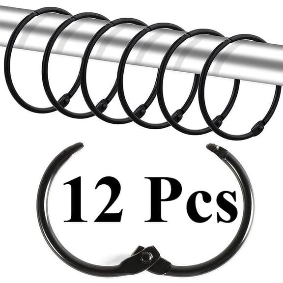 Shower Curtain Rings, Rustproof Shower Curtain Hooks for Bathroom,Metal Decorative Shower Hooks Hangers for Shower Curtain Rod,Set of 12 Circle Ring Design