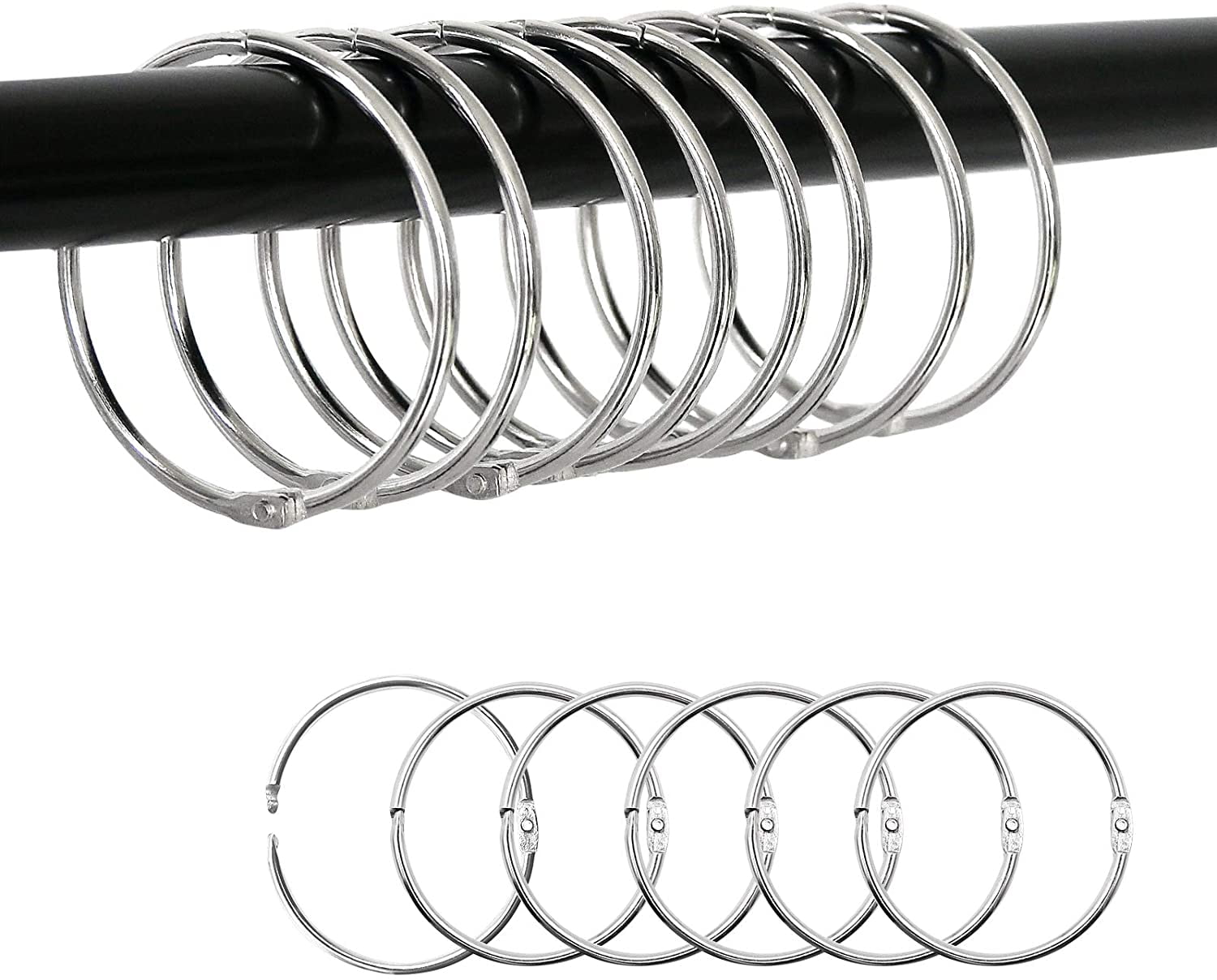 Shower Curtain Rings Silver, Easy to Open and Close, 30 Pcs 2 Inch ...