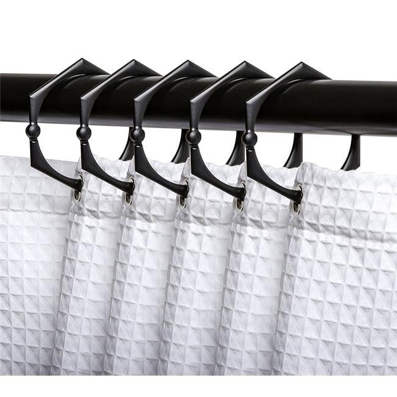 Shower Curtain Rings for Bathroom, Black - Set of 12