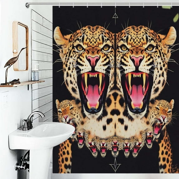 Shower Curtain Roaring Jaguars Fierce Majestic Art Polyester Waterproof Home Ration Curtain With Hook