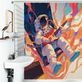 thumbnail image 1 of Shower Curtain Rock Music In Space Polyester Waterproof Home Ration Curtain With Hook, 1 of 4