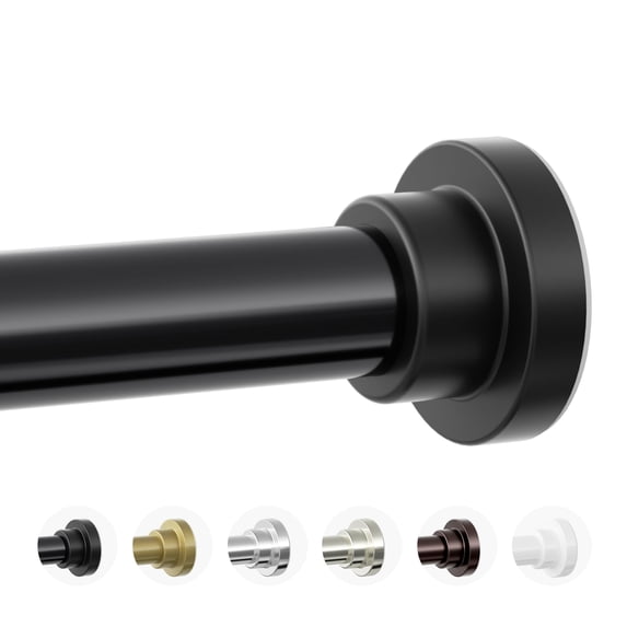 Shower Curtain Rod 1" Diameter Heavy Duty Tension Non Slip Adjustable 28-74 Inch No Drilling Rods Spring For Bathroom Stall Rust Black