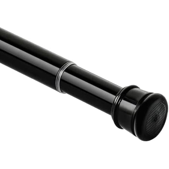 Shower Curtain Rod 28-48 Inch, 1" Diameter Spring Long Adjustable Tension Curtain Rods for Bathroom Windows Closet No Drilling No Rust No Assembly, Black