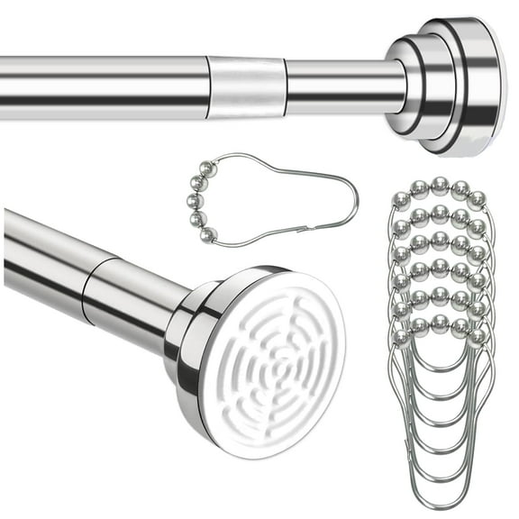 Prebene Adjustable Waterproof Durable Shower Curtain Rod, 32-84 Inches, No-Drill, Stainless Steel