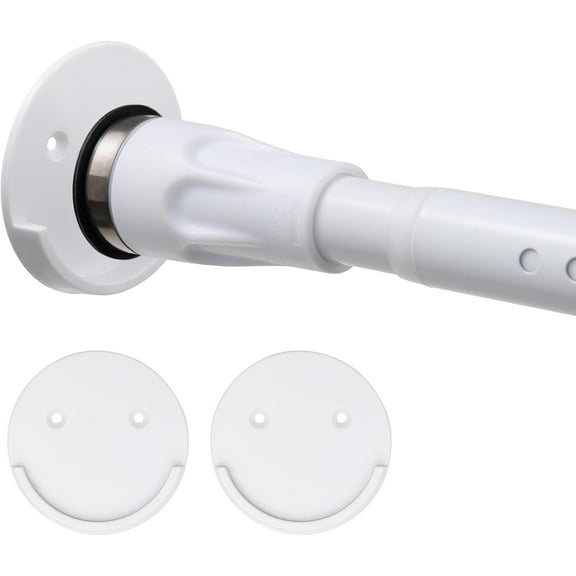 LCOKEIY Tension Shower Curtain Rod, 42-72 inch Adjustable Shower Curtain Rod No Drilling for Bathroom Closet, White