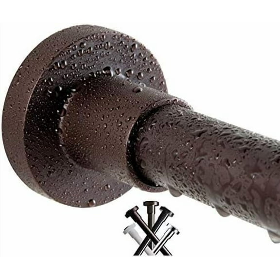 Shower Curtain Rod 43-73 Inches Matte Bronze, Rustproof and Non-Slip Spring Tension Rod for Window or Bathroom, Stainless Steel