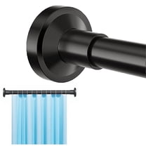 Shower Curtain Rod 43-79 Inch,Adjustable Spring Tension Stainless Steel Rod for Bathroom,No Drilling, No Slip, No Rust,Black