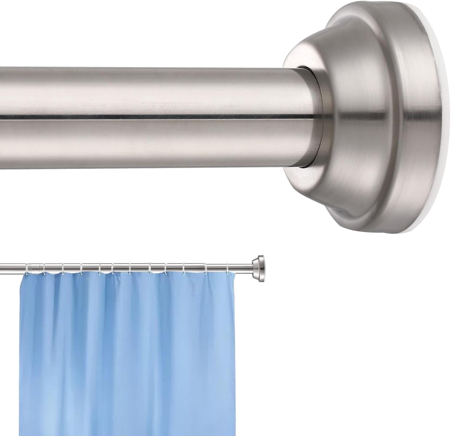 Adjustable Tension Shower Curtain Rod 28-192 Inch | No Drilling, No Tools | Strong 1 Inch Diameter Steel | Rustproof (Black) - View #5
