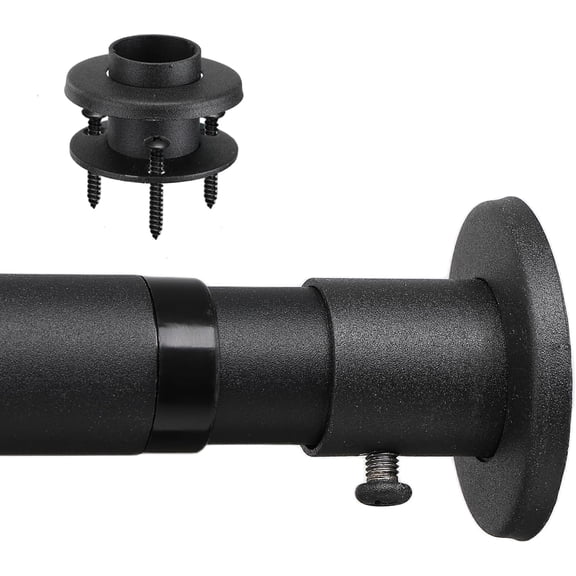 Shower Curtain Rod Adjustable Closet Rods for Window Bathroom Closet Kitchen Doorway, Heavy Duty No Rust Wall Screw Mounted Shower Rod, Black Telescoping