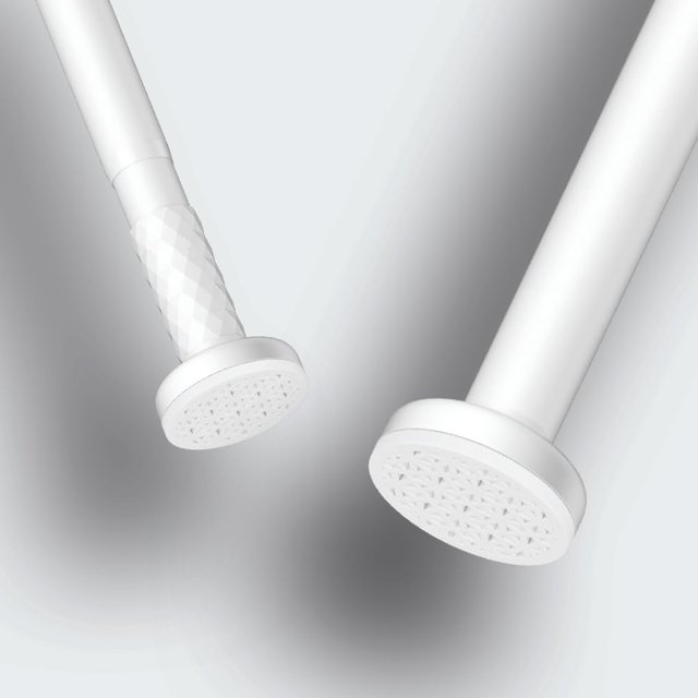 Shower Curtain Rod, Adjustable, No Drill, No Rust, Easy to Use (White