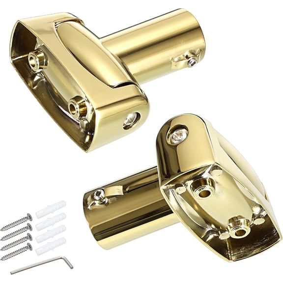 Shower Curtain Rod Bracket Set of 2 Adjustable 180? Rotation Bracket for Curved Shower Curtain Rod Sturdy Zinc Alloy Wall Mounted Curtain Rod Holder for Bathroom, Wardrobe, Kitchen,