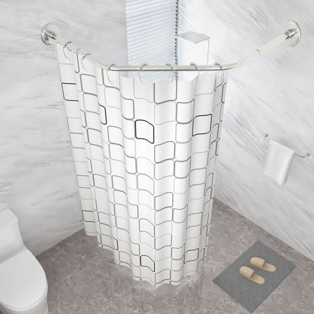 Shower Curtain Rod Curved Adjustable Rustproof Stainless Corner Shower Bathroom
