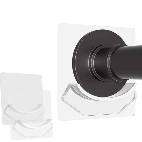 Shower Curtain Rod Holder - Easy Installation - No Drilling Required, Transparent Wall Mount Rod Retainer, Premium Design