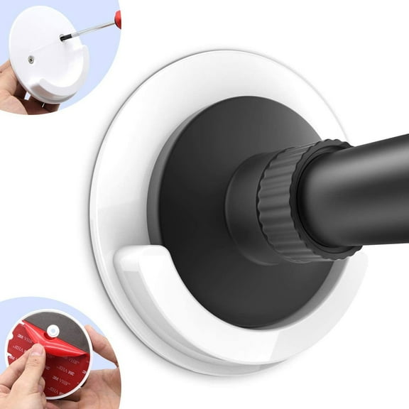 Shower Curtain Rod Holder Work with All Shower Rod Ends 3.95 in or Less, Tension Curtain Rod Bracket No Drilling, Adhesive Shower Rod Holder for Shower Curtain Rod, Closet Rod, Towel Bar, Window Rod