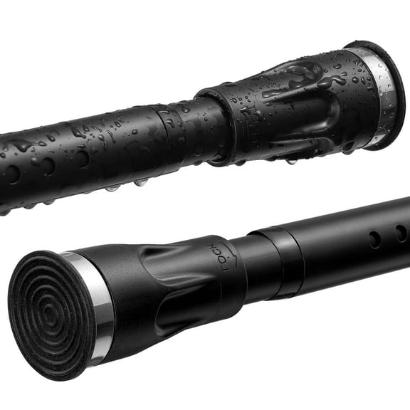 Shower Curtain Rod With Holders, 42 to 115 inch Tension Shower Curtain Rod No Drilling Adjustable Black Shower Rods