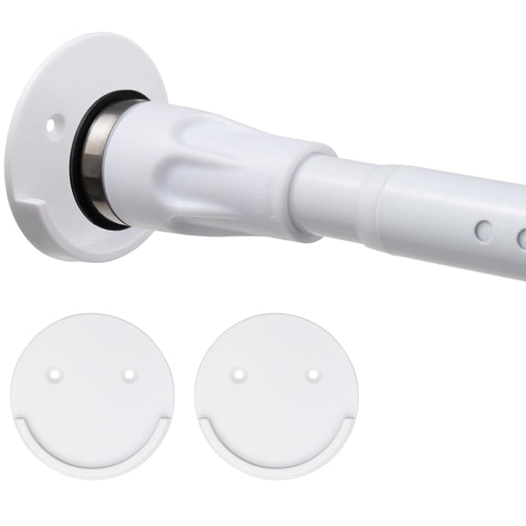 Extra Tension Shower Curtain Rod With Holders, 42 to 115 inch Tension Rod, No Drilling, Adjustable White Shower Rods