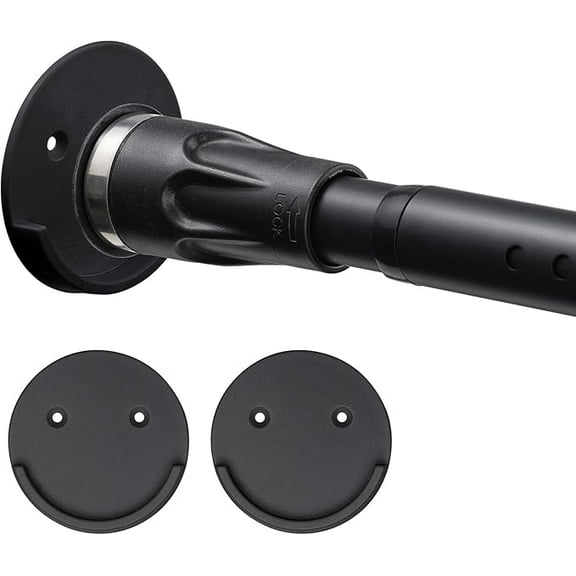 LCOKEIY Tension Shower Curtain Rod, 42-72 inch Adjustable Shower Curtain Rod No Drilling for Bathroom Closet, Black